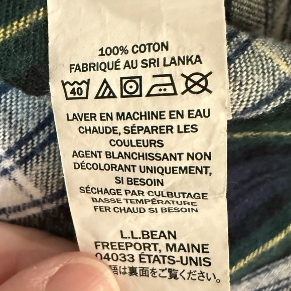 LL Bean Scotch Plaid Flannel Shirt Mens Large Green Slightly Fitted Button Up - Picture 6 of 6